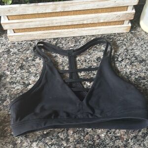 Sleek Black Strappy Sports Bra